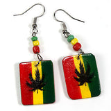 Rasta Empress Earrings Ganja Leaf Rastafari Selassie Marley Reggae Jamaica NEW