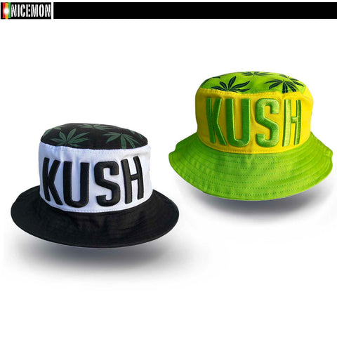 Kush Cannabis Rasta Weed Leaf 100% Cotton Bucket Hat Cap Jamaica Reggae L/XL Fit