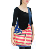 USA American Flag Shoulder Bag Burlap Handbag Sling Boho Hippie Gypsy PURSE