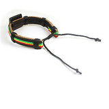 Rasta Leather Wrist Cuff Peace Sign Emblem Wrist Bracelet Hippie Bob Reggae IRIE