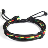 Rasta Leather Wrist Bracelet Hippie Cuff Negril Hawaii Surfer Reggae Marley RGY