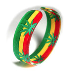 Rasta Hard Plastic Weed Leaf Bracelet Rastafari Bangle Jamaica Reggae Irie VIBES