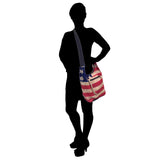 USA American Flag Shoulder Bag Burlap Handbag Sling Boho Hippie Gypsy PURSE